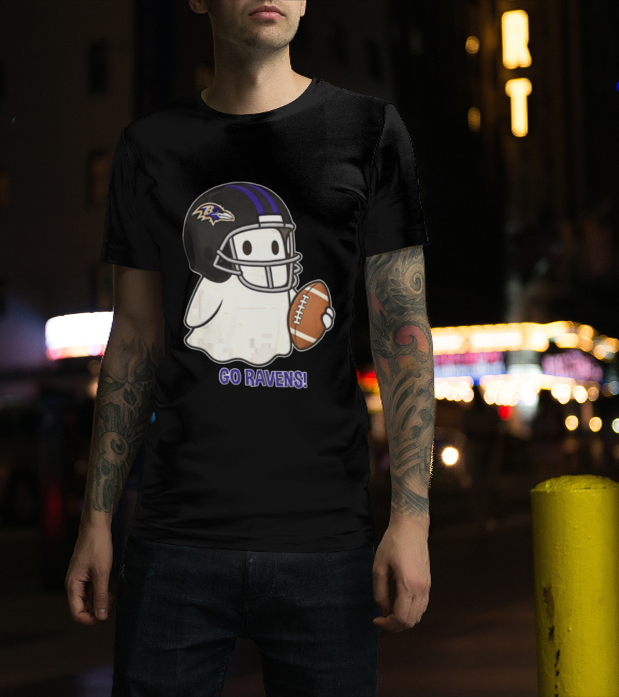 Baltimore Ravens Ghost In Football Helmet Go Ravens Football T-Shirt
