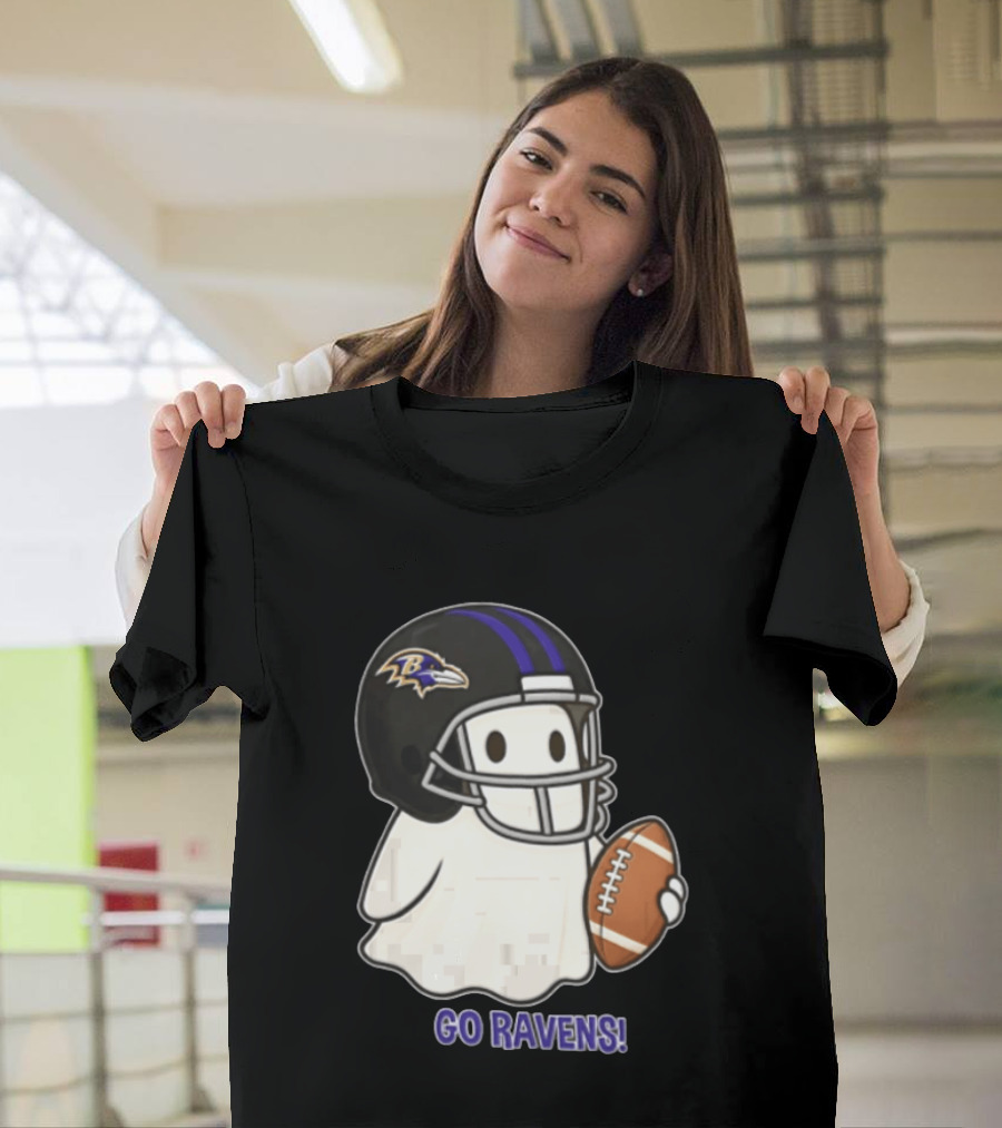 Baltimore Ravens Ghost In Football Helmet Go Ravens Football T-Shirt