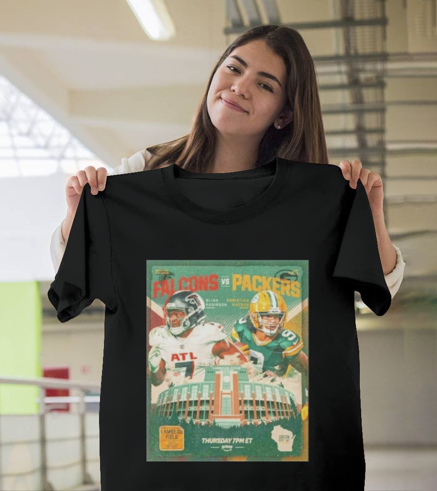 Bijan Robinson Christian Watson Falcons Vs Packers Lambeau Field Thursday 7PM ET Prime 2026 T-Shirt