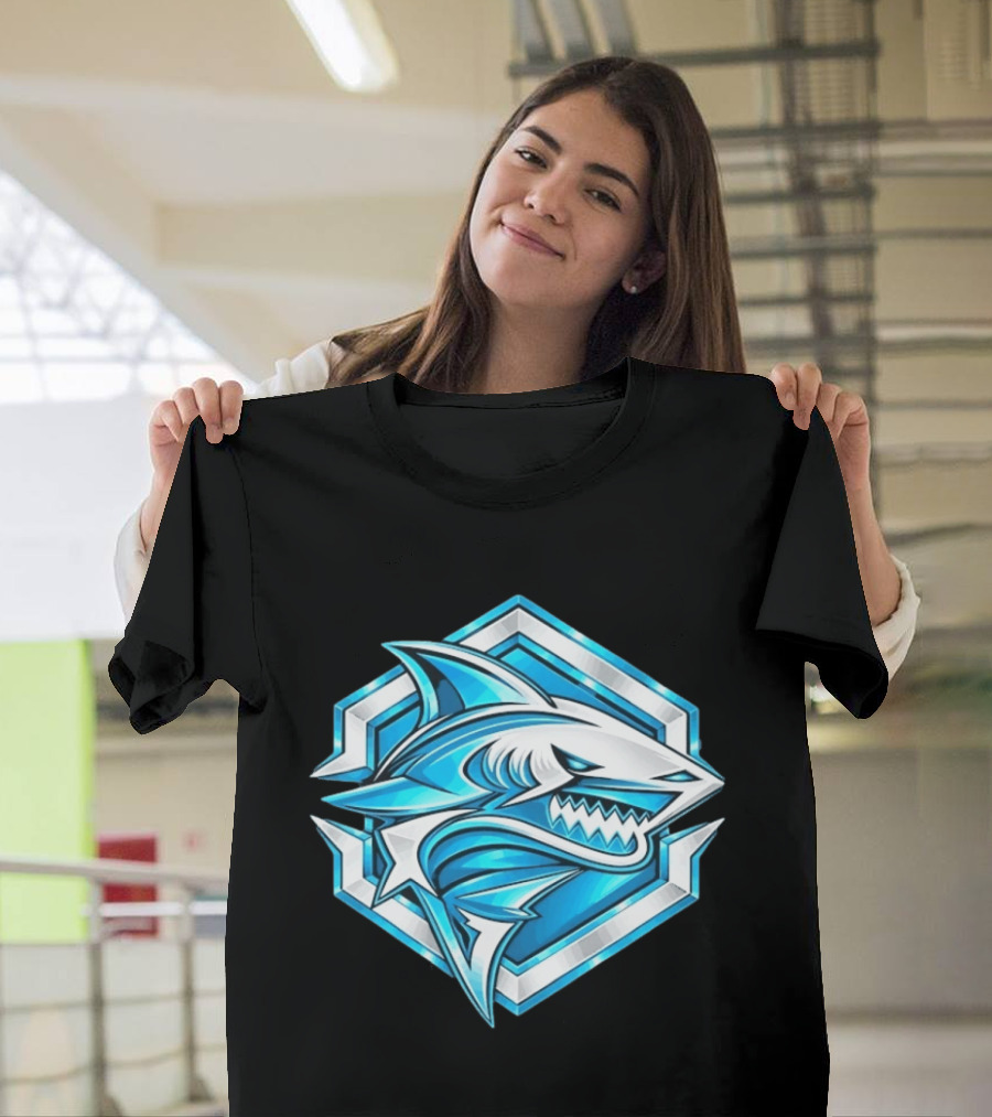 Blue Shark Hexagon Esports Gaming Shark T-Shirt
