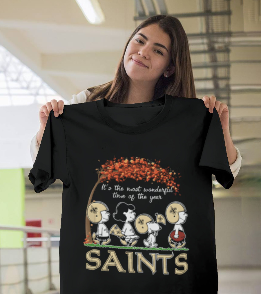 New Orleans Saints Charlie Brown Snoopy It's The Most Wonderful Time Of The Year T-Shirt