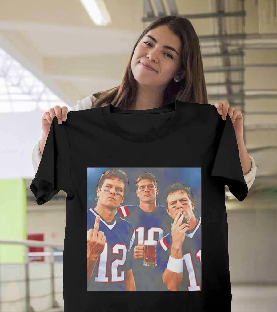 Tom Brady Drake Maye Drew Bledsoe New England Patriots Beer Middle Finger T-Shirt