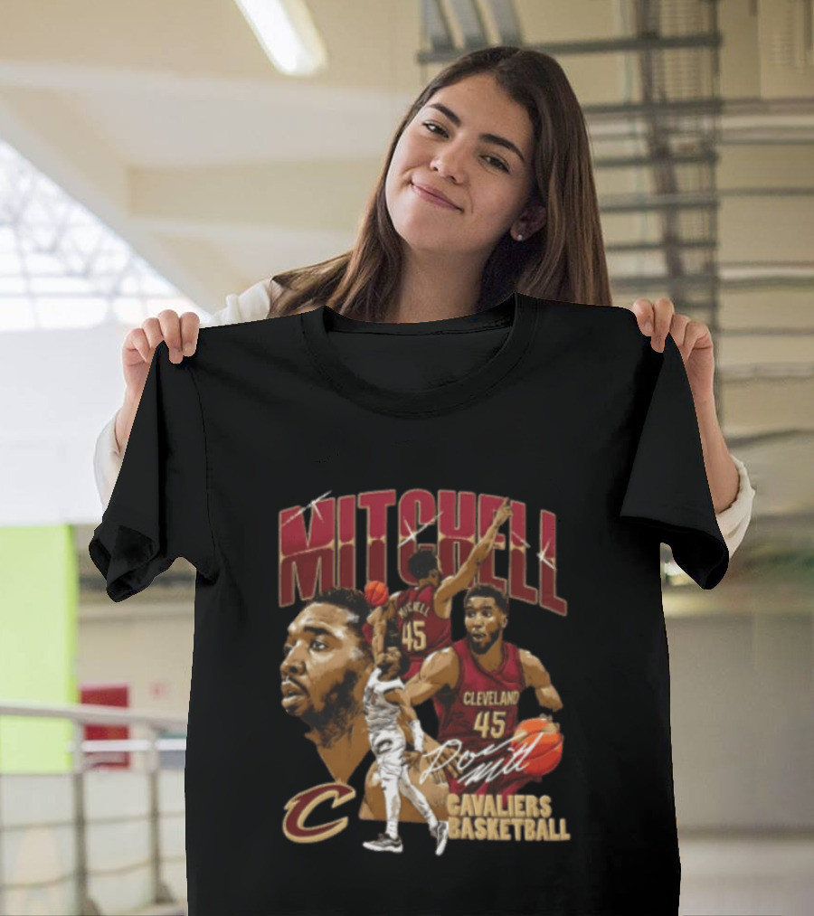 Donovan Mitchell Cleveland Cavaliers Basketball 45 Player Action Poses T-Shirt