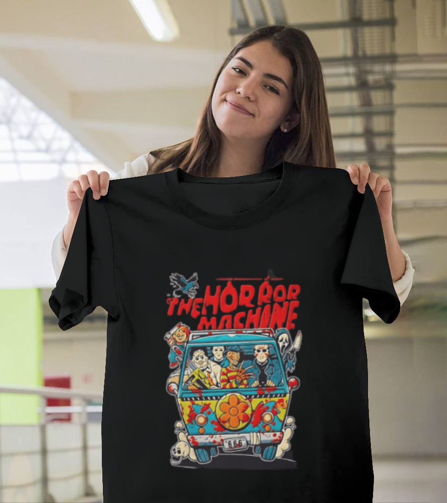 The Horror Machine Halloween Movie Icons Spooky Van Adventure T-Shirt