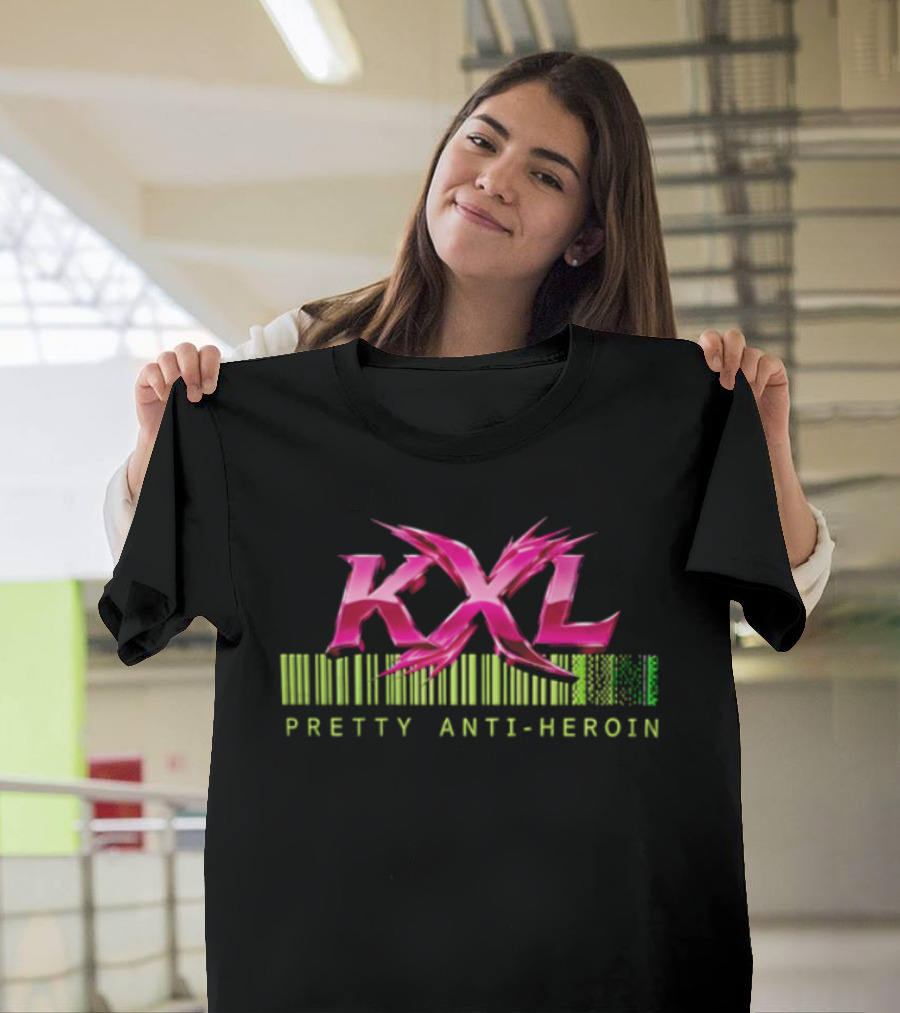 KXL Pretty Anti Heroin Pink Metallic Barcode T-Shirt