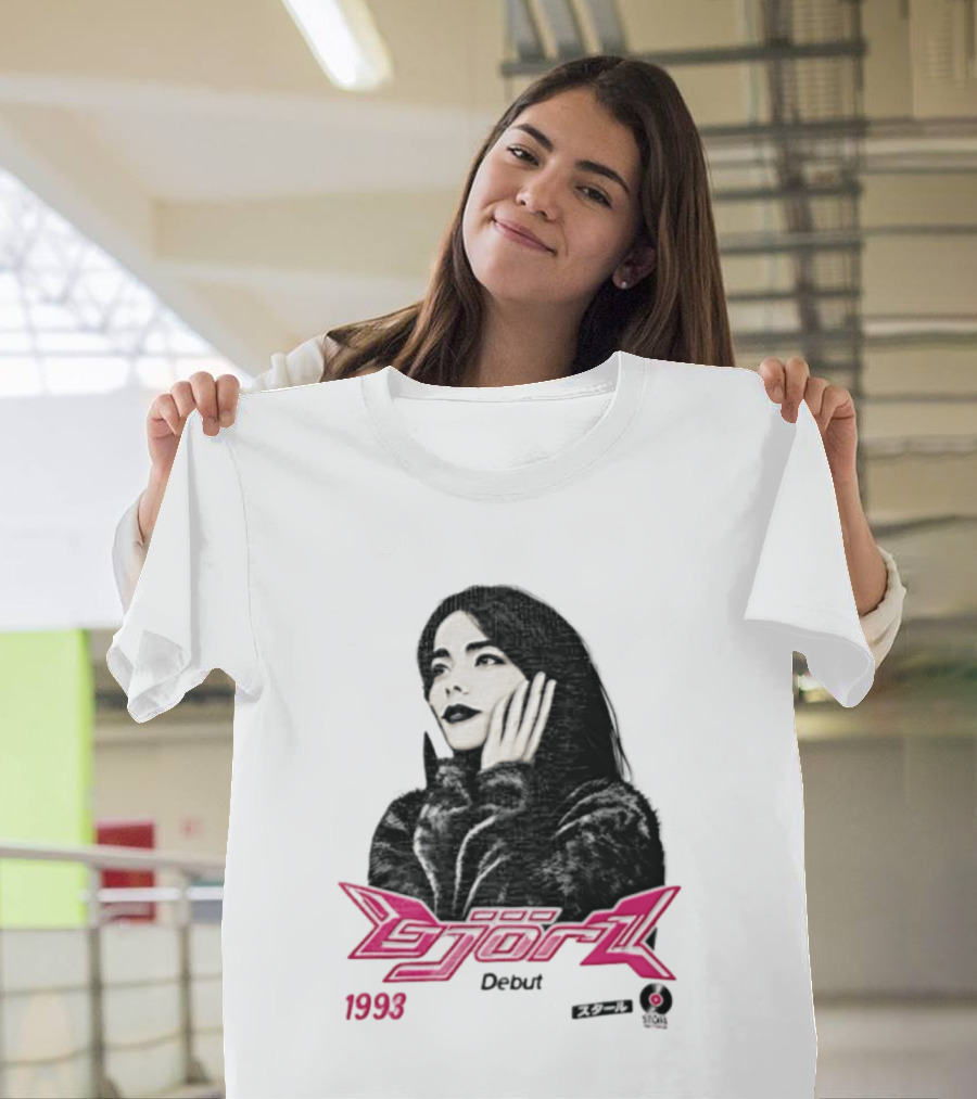 Bjork Debut 1993 Woman Hands On Face Pink T-Shirt