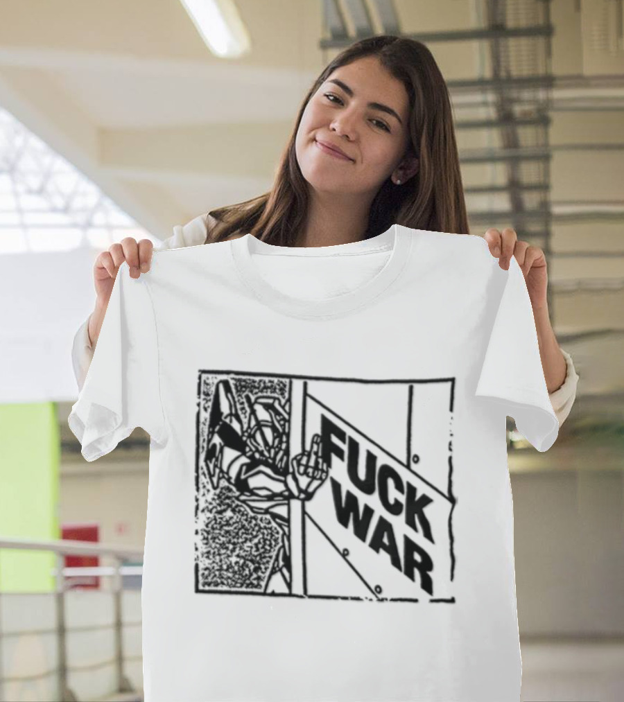 Fuck War Robot Middle Finger Gesture T-Shirt