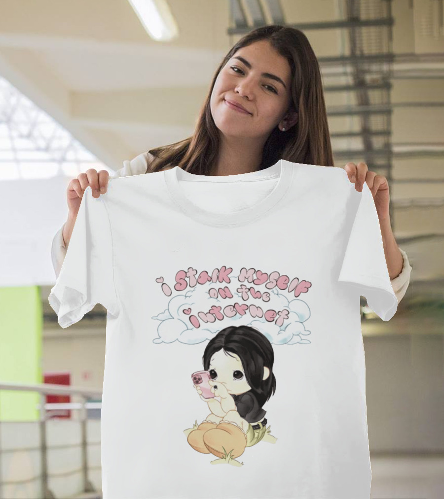 I Stalk Myself On The Internet Cute Cartoon Character With Phone T-Shirt