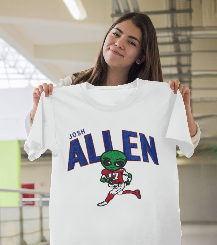 Josh Allen Buffalo Bills Alien 17 Football Player Running T-Shirt