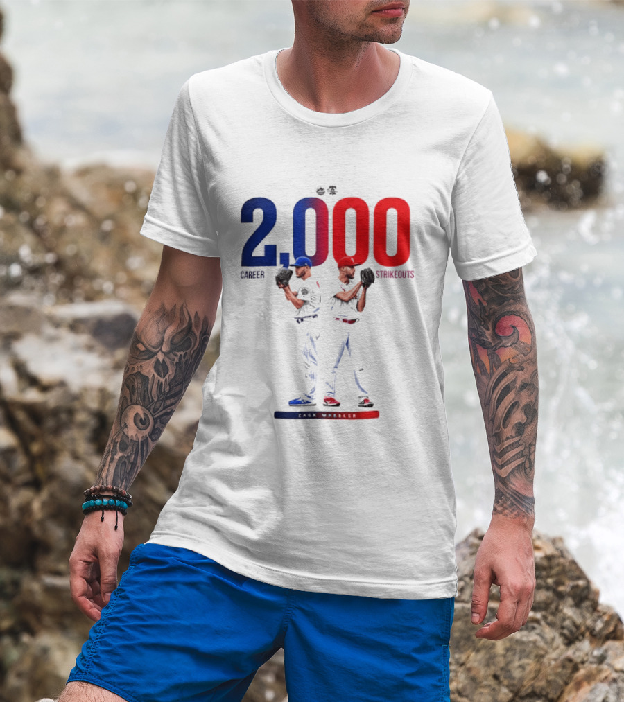 Zack Wheeler 2000 Career Strikeouts NY Mets Philadelphia Phillies T-Shirt