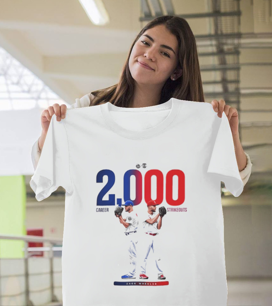 Zack Wheeler 2000 Career Strikeouts NY Mets Philadelphia Phillies T-Shirt