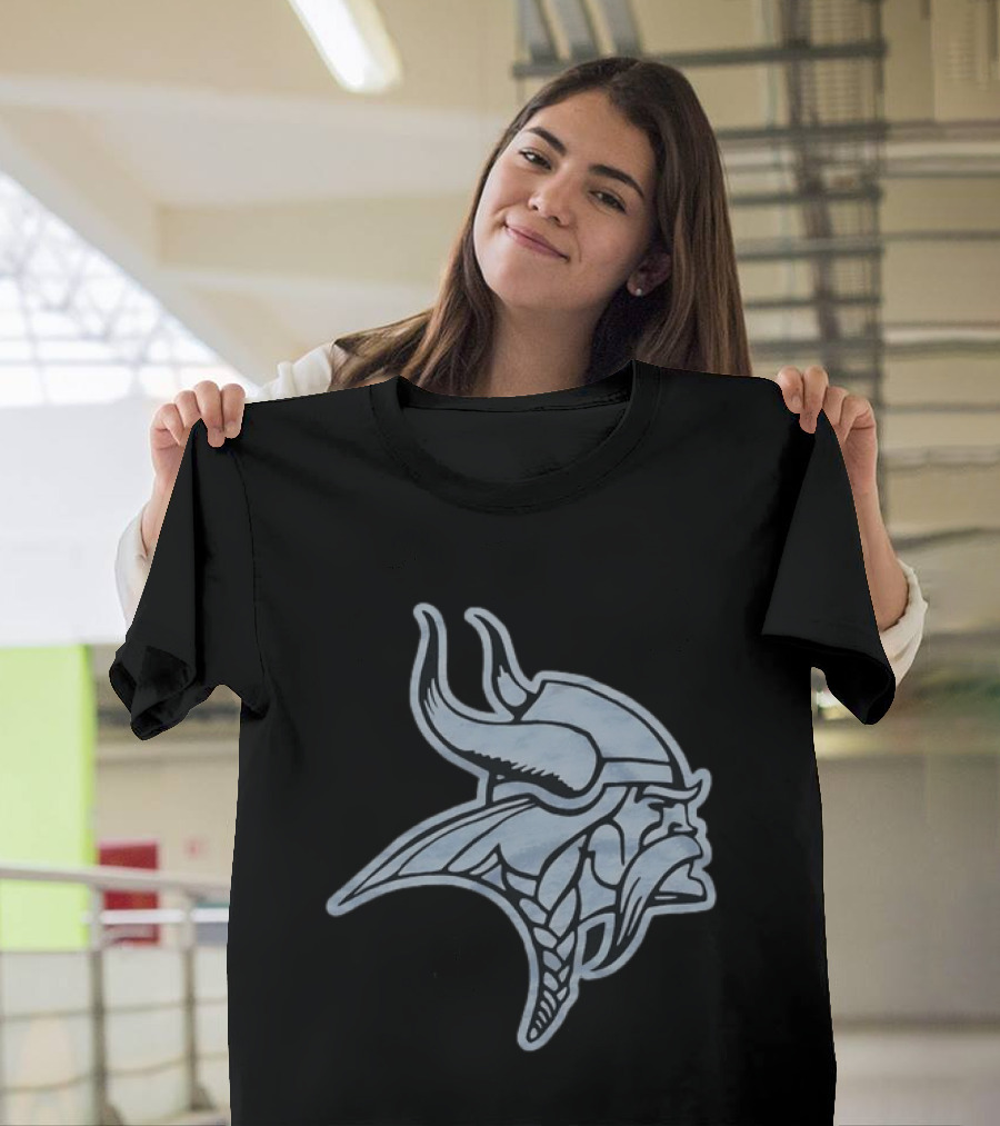 Minnesota Vikings Black Football Viking Helmet T-Shirt
