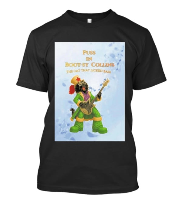 Puss In Bootsy Collins The Cat That Licked Base Green Costume Star Hat Guitar Player T-Shirt