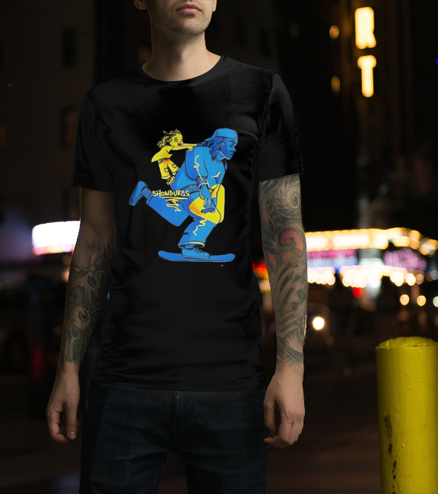 Shonduras Skateboard Skater Yellow Blue T-Shirt
