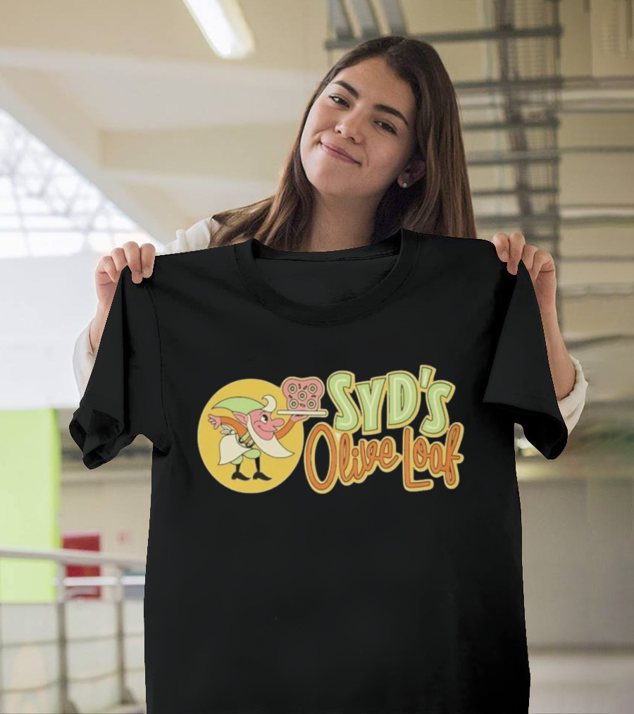 Syd's Olive Loaf Elf Holding Sandwich T-Shirt