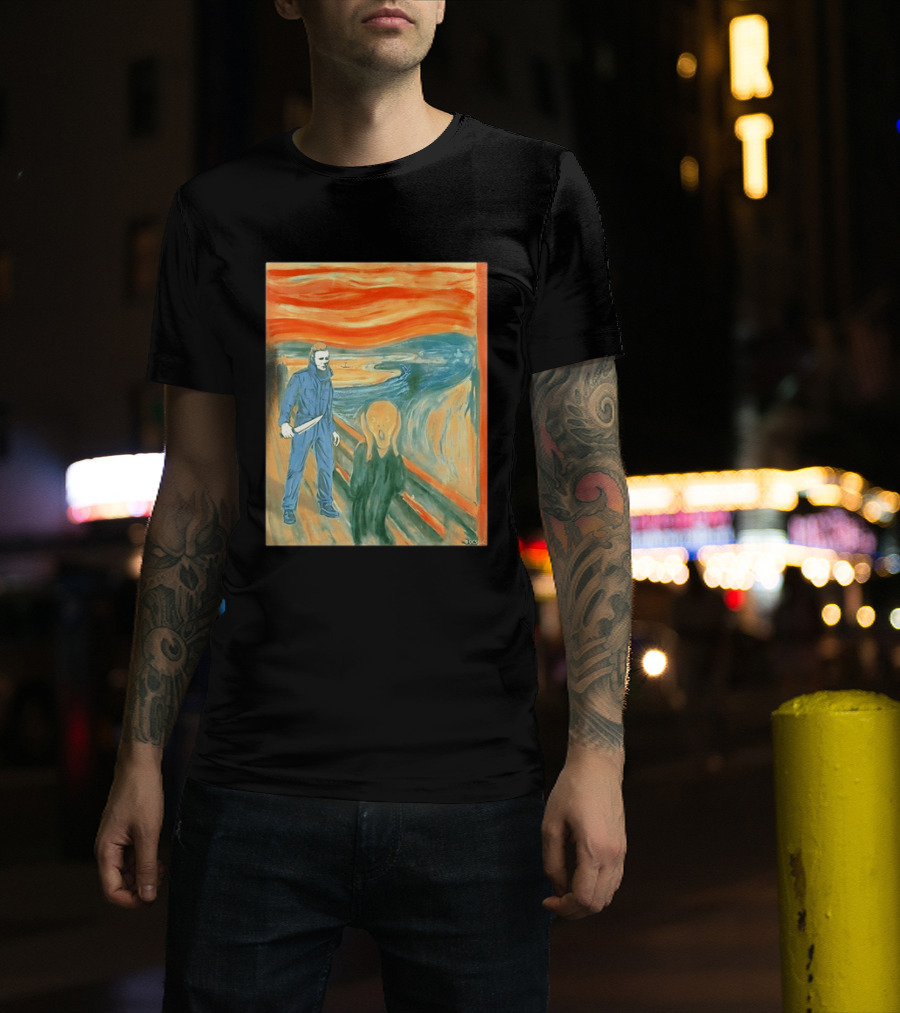 Michael Myers Meets The Scream Edvard Munch Mashup T-Shirt