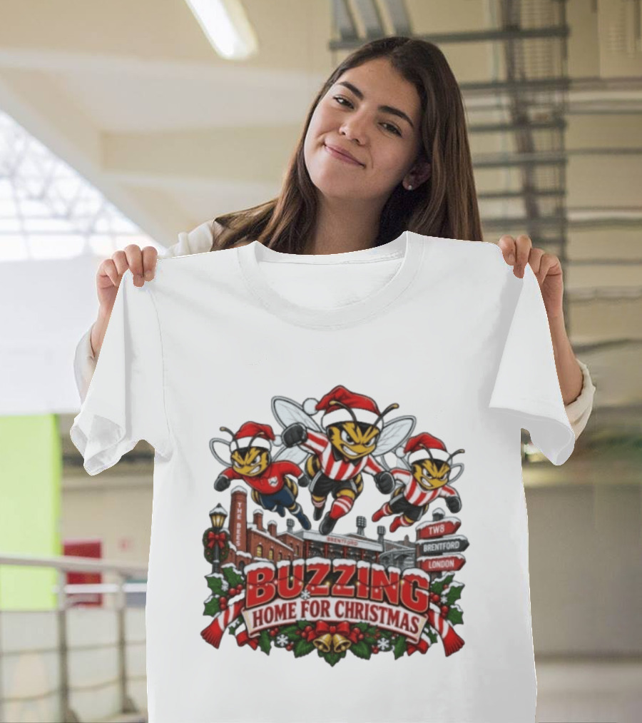 Buzzing Home For Christmas Bees TW8 Brentford London T-Shirt