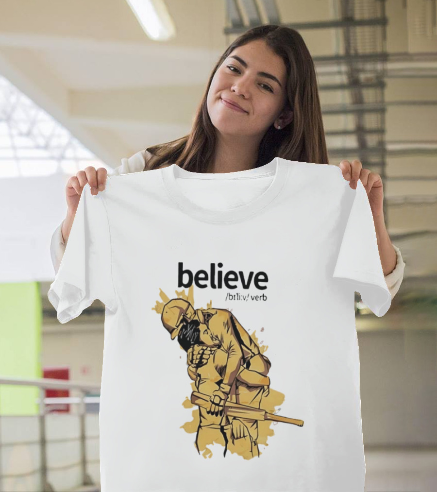 Believe Verb Definition Inspirational Motivation Embrace Cricket Players Hugging T-Shirt