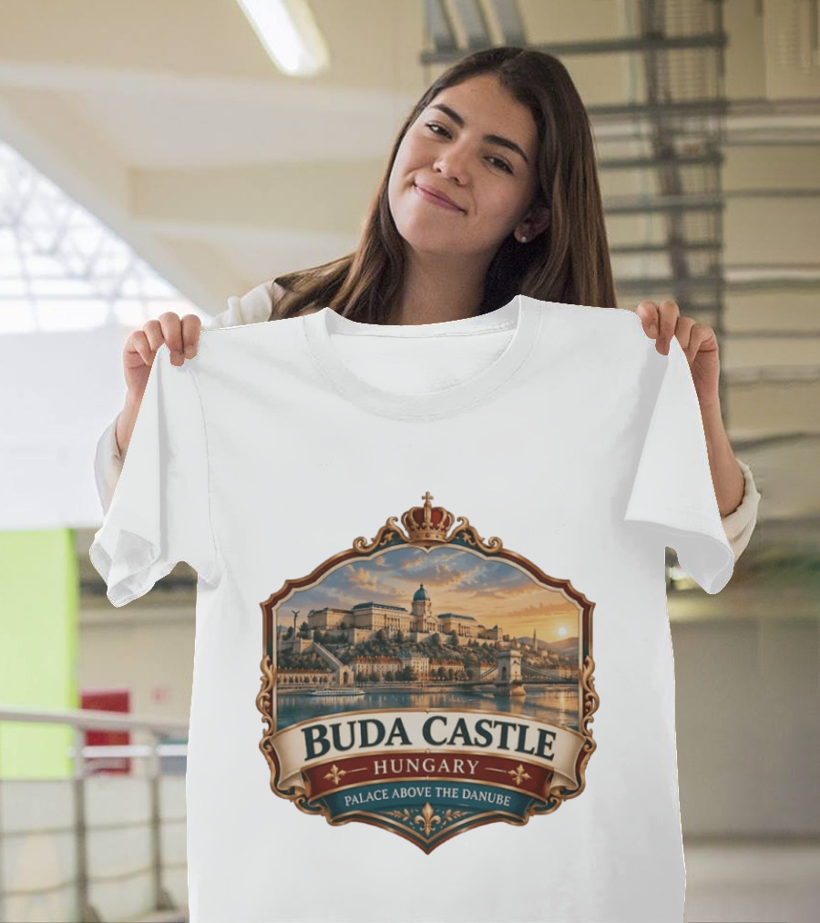 Buda Castle Hungary Palace Above The Danube Majestic Sunset View T-Shirt