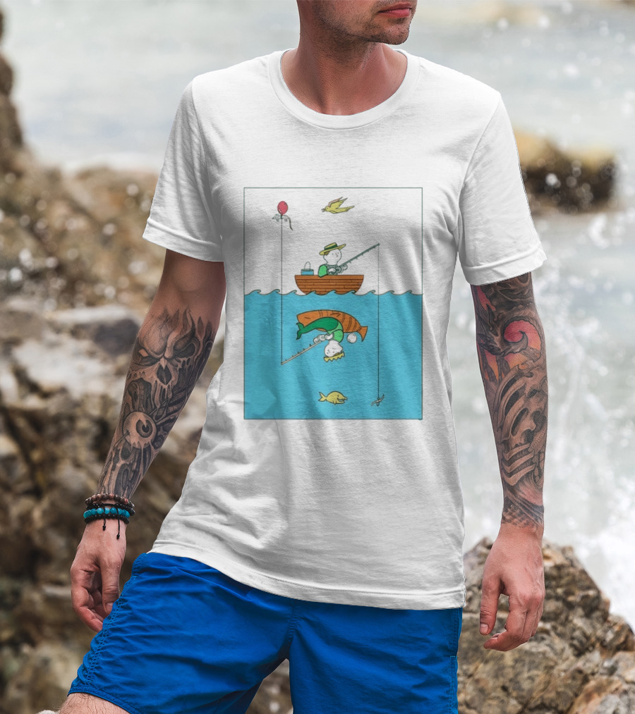 Owenbroadcast Fishing Bear With Turtle And Balloon T-Shirt