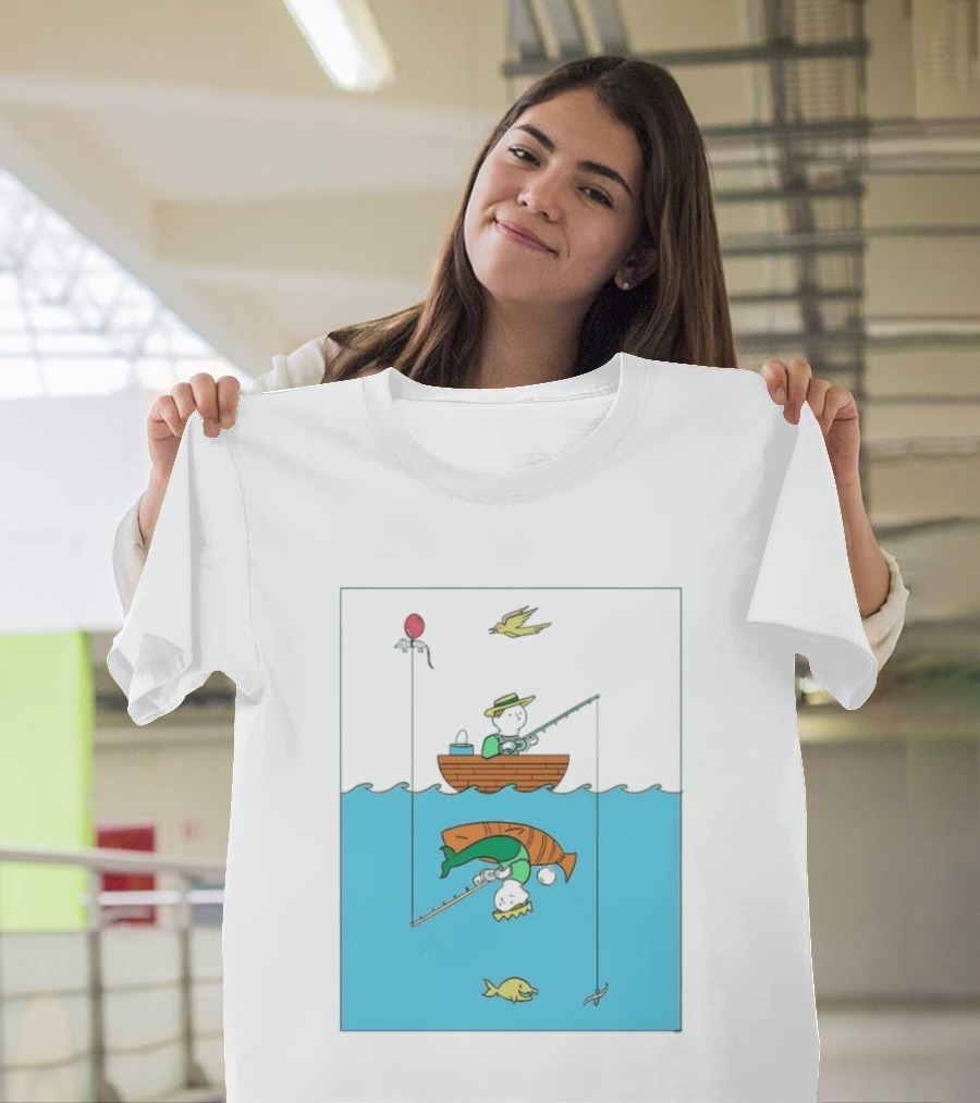 Owenbroadcast Fishing Bear With Turtle And Balloon T-Shirt