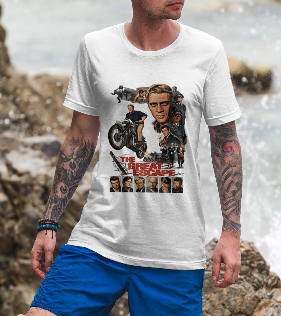 The Great Escape Classic Cinema Movie Steve McQueen 60s War Film T-Shirt