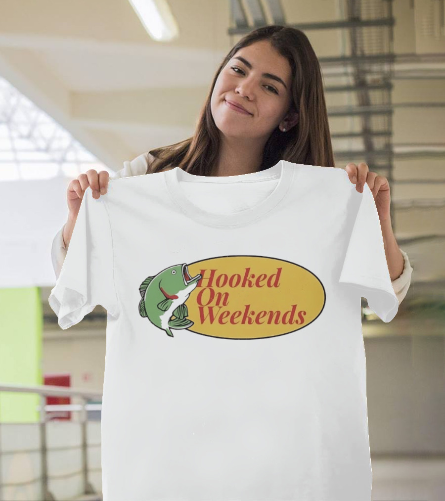 Hooked On Weekends Fishing Outdoors Weekend Fish Clipart T-Shirt