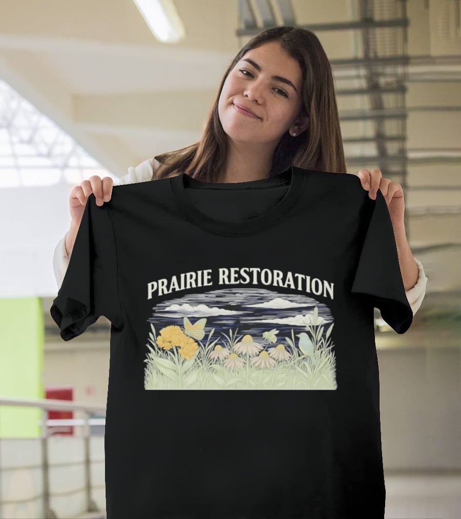 Prairie Restoration Butterfly Hummingbird Wildflowers Botanical Wildlife T-Shirt
