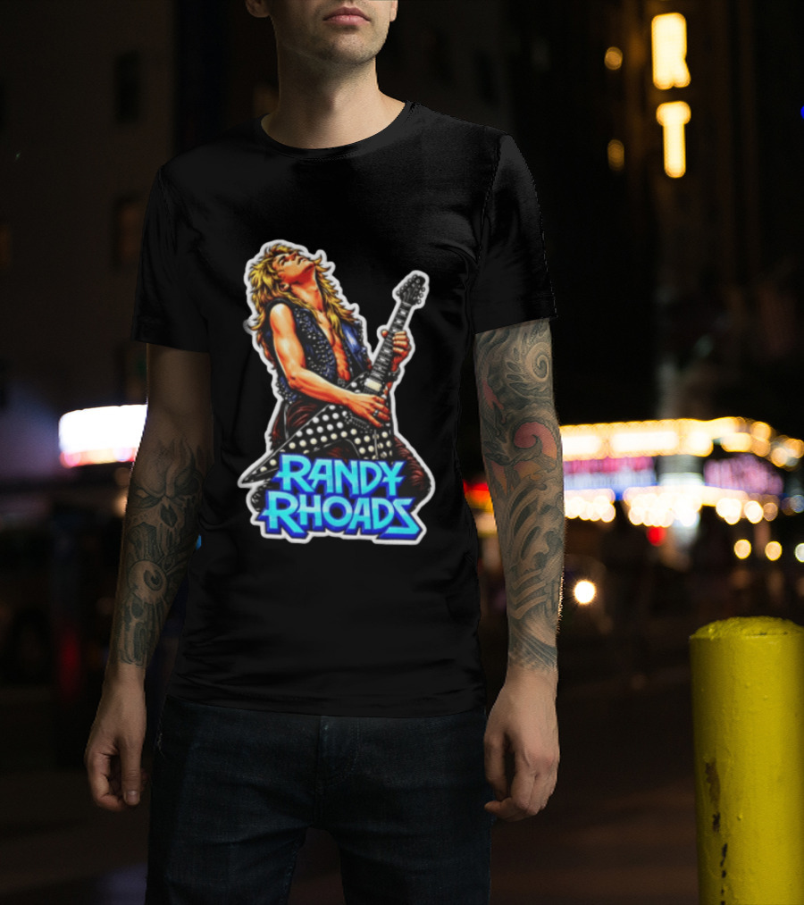 Randy Rhoads Polka Guitar Blonde Guitarist Playing T-Shirt