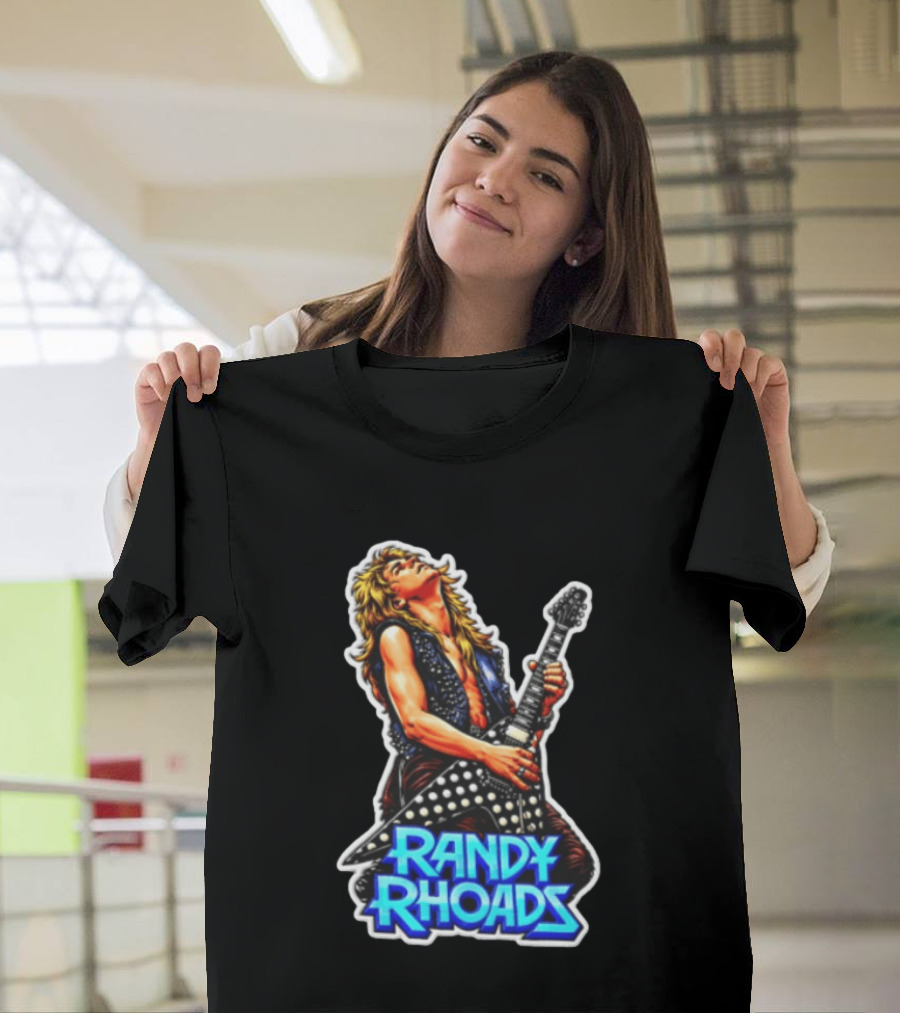 Randy Rhoads Polka Guitar Blonde Guitarist Playing T-Shirt