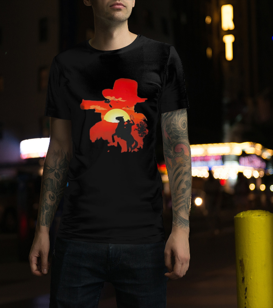 Red Dead Redemption Cowboy Sunset Western Horseback Adventure T-Shirt