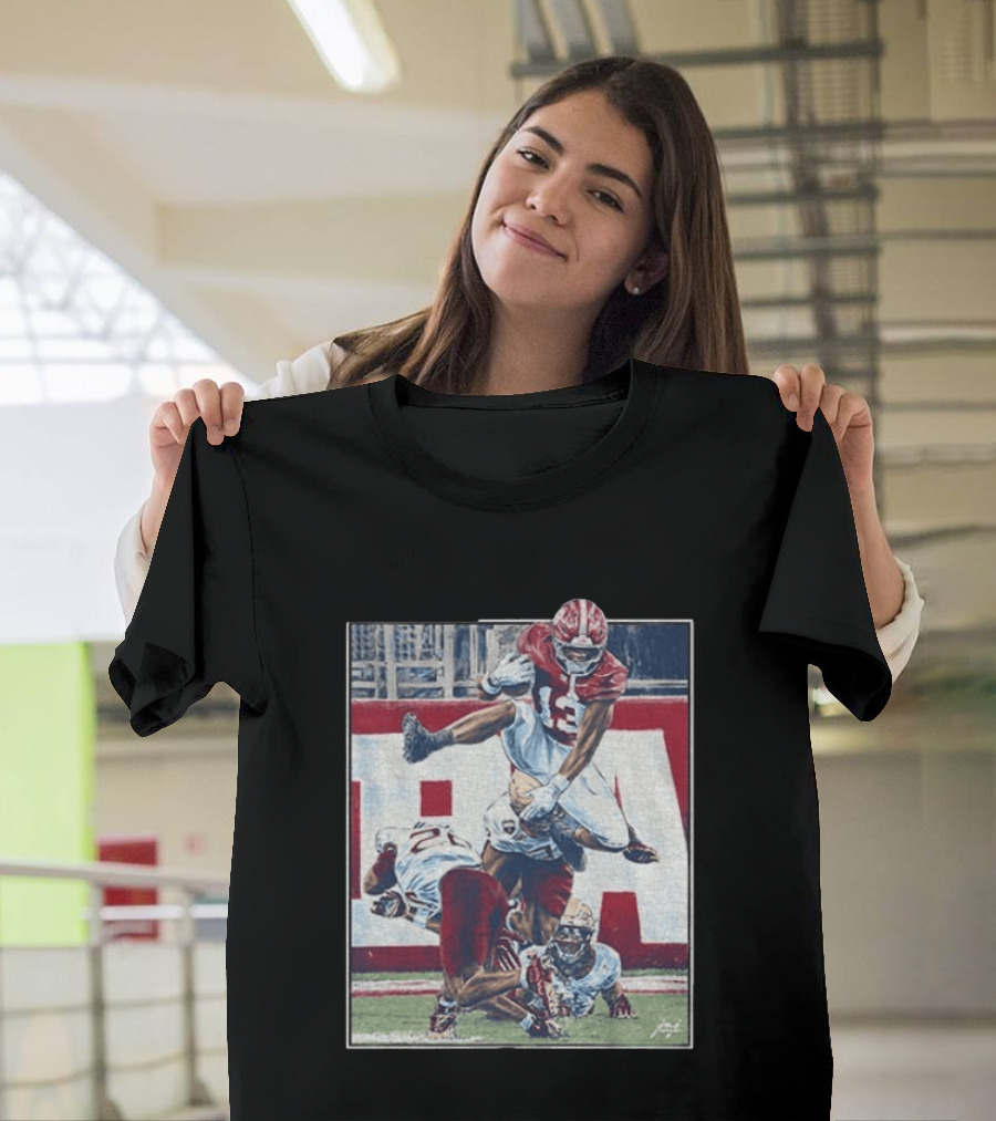Alabama Football EJ Crowell Leaping Over Noles Defenders T-Shirt