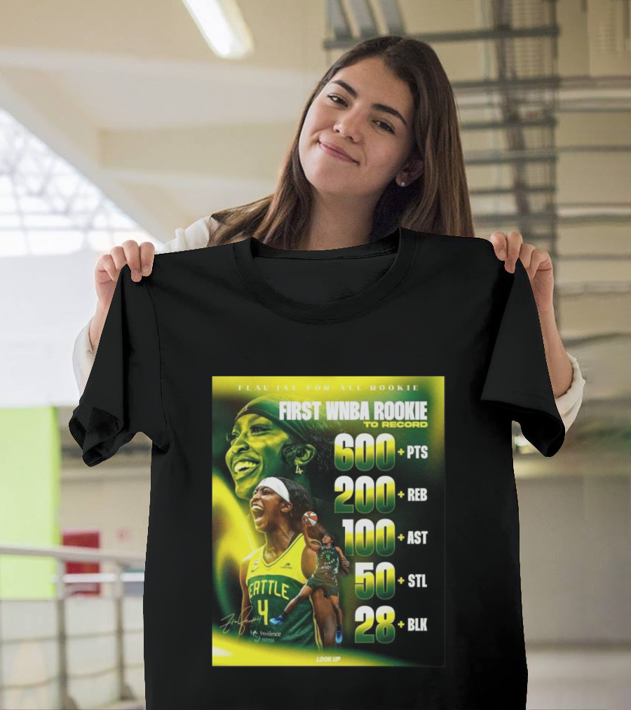 Flau'jae For All Rookie First WNBA Rookie To Record 600+ PTS 200+ REB 100+ AST 50+ STL 28+ BLK Seattle T-Shirt