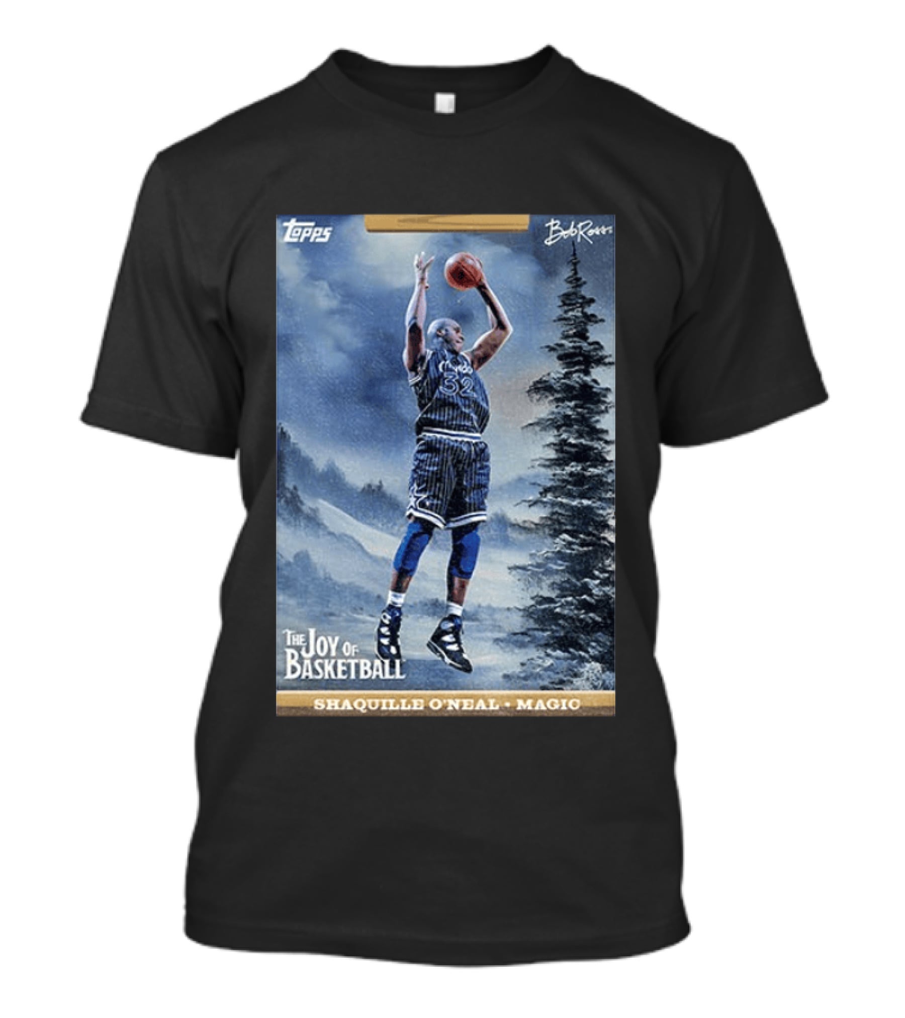 Shaquille O'Neal Magic Topps Bob Ross The Joy Of Basketball Card T-Shirt