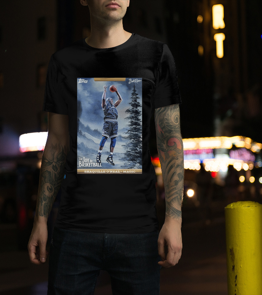 Shaquille O'Neal Magic Topps Bob Ross The Joy Of Basketball Card T-Shirt
