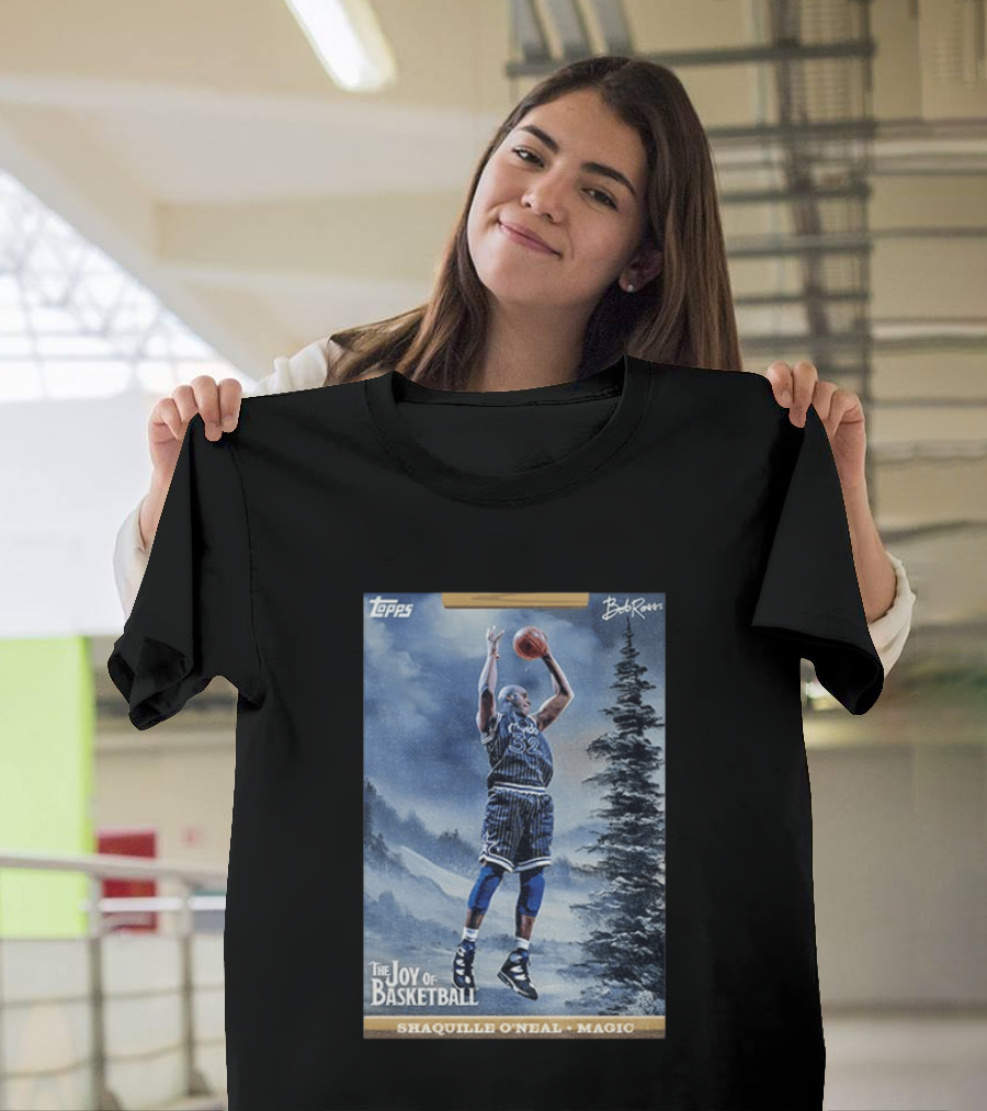 Shaquille O'Neal Magic Topps Bob Ross The Joy Of Basketball Card T-Shirt