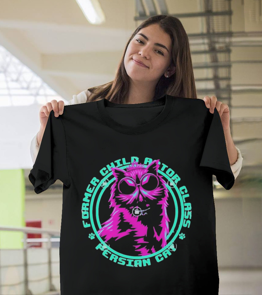 Former Child Actor Class Persian Cat Neon Crowned Kitty T-Shirt