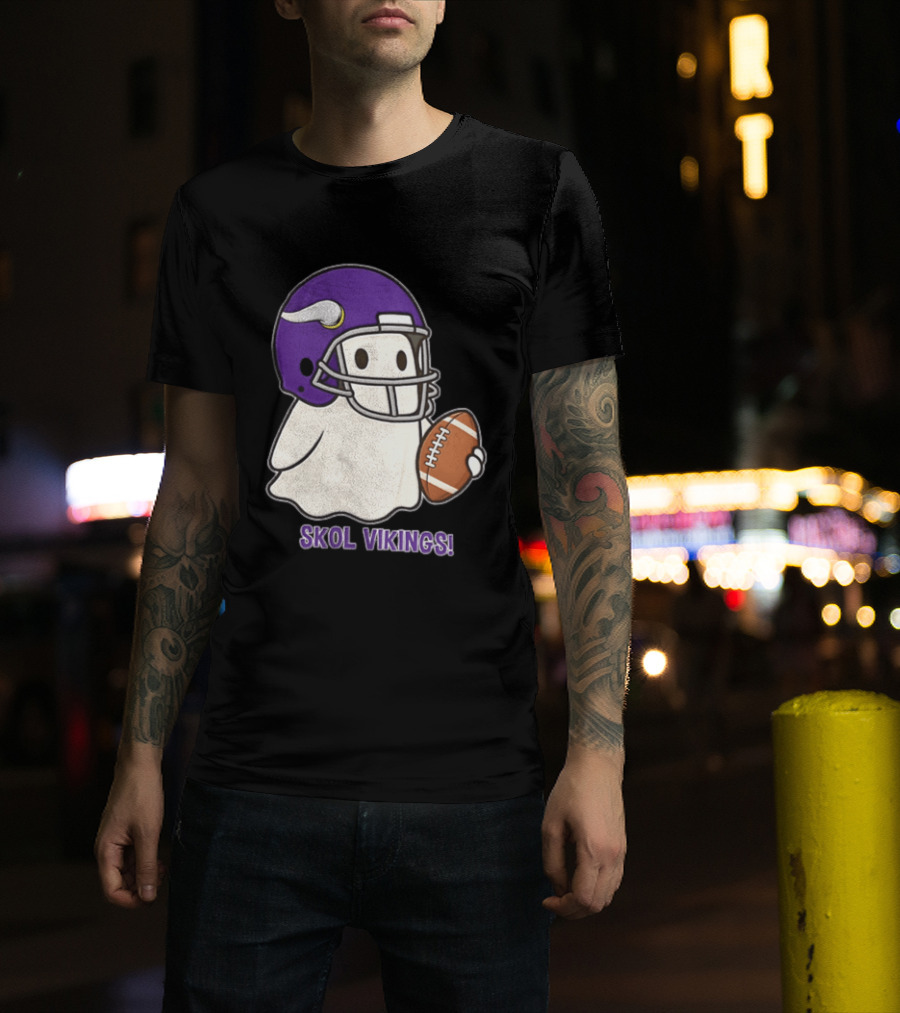 Minnesota Vikings Skol Vikings Ghost Purple Football Helmet T-Shirt