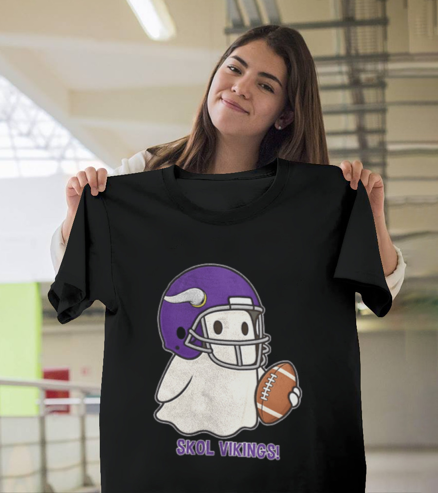 Minnesota Vikings Skol Vikings Ghost Purple Football Helmet T-Shirt