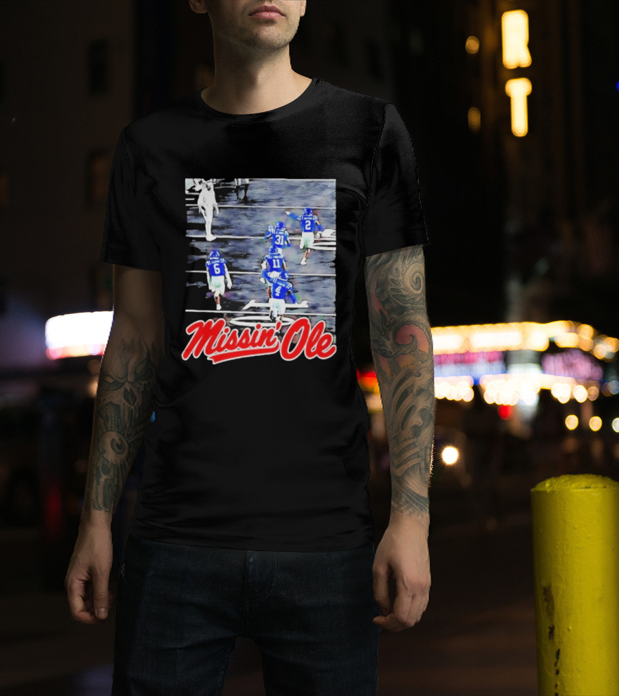 Missin' Ole Mississippi Rebels Football Players In Action T-Shirt