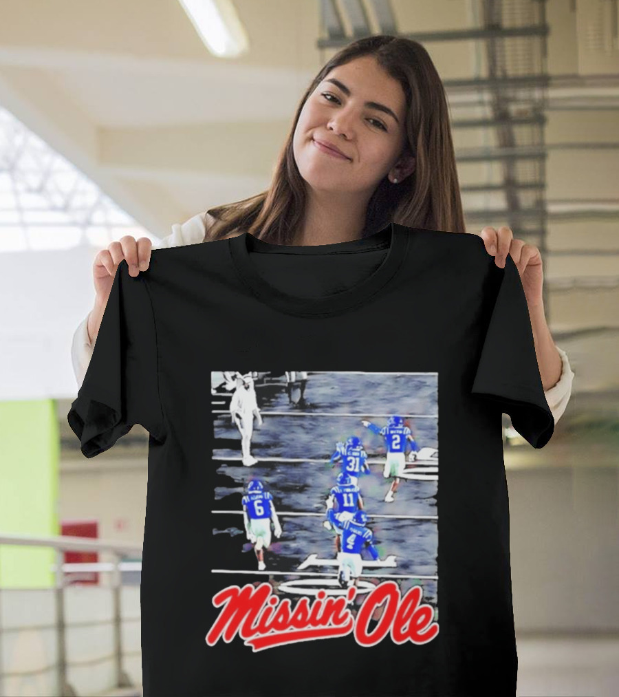 Missin' Ole Mississippi Rebels Football Players In Action T-Shirt