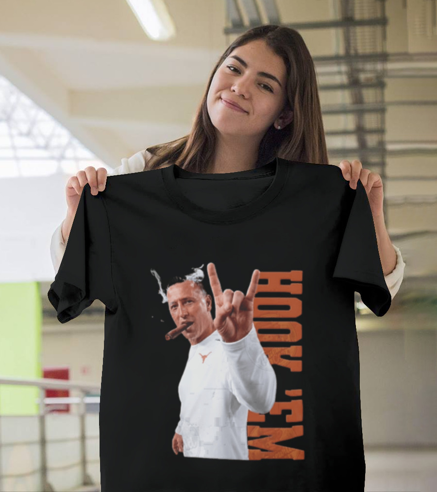 Steve Sarkisian Texas Longhorns NCAA Hook Em Smoking Cigar T-Shirt