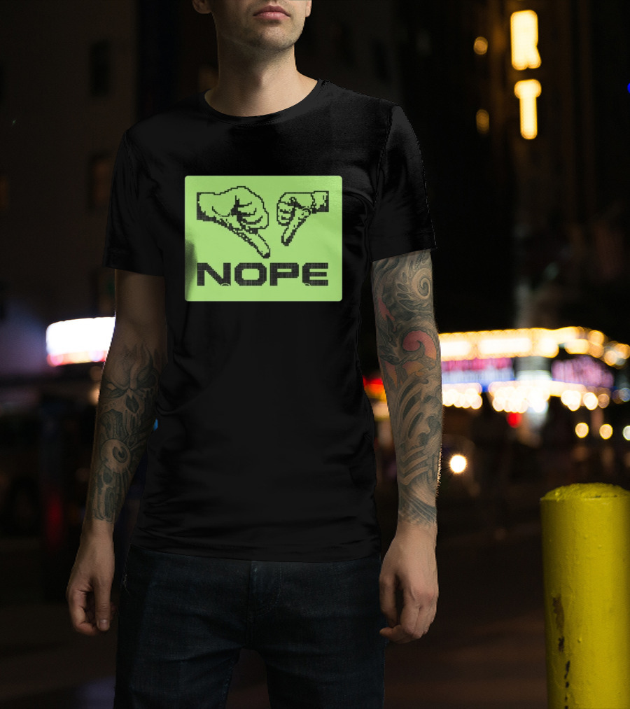 Nope Thumbs Down Pixel Art Dislike Expression T-Shirt