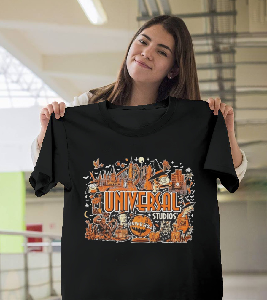 Universal Studios Halloween Horror Nights Trick Or Treat Monsters And Roller T-Shirt