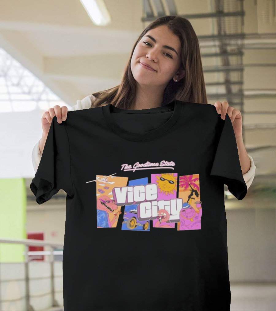 The Goodtime State Vice City Chunker Gaming Retro Tropical T-Shirt