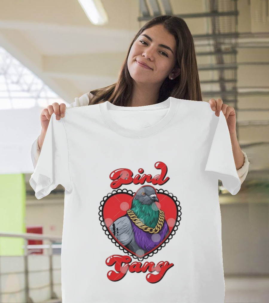 Bird Gang Pigeon With Heart Shaped Gold Chain T-Shirt