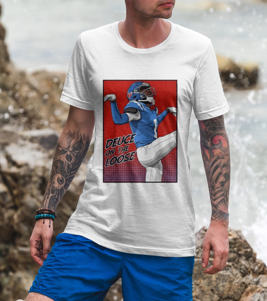 Deuce On The Loose Ole Miss Rebels Football Player Action T-Shirt