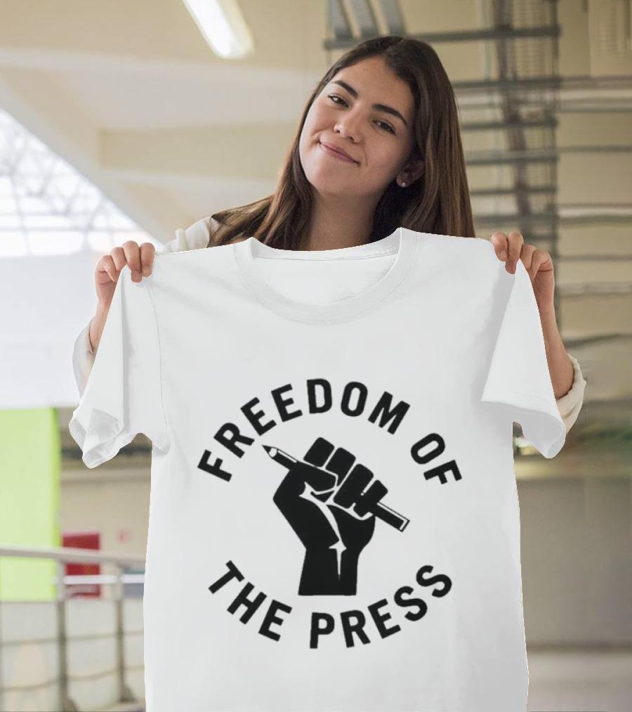 Freedom Of The Press Raised Fist Holding Pencil T-Shirt