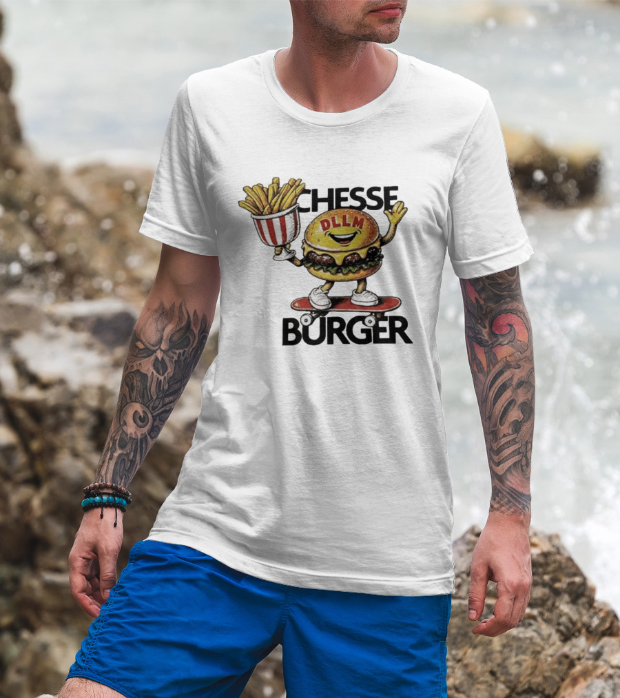 Hong Kong Dllm Chesse Burger Skateboard Fries T-Shirt