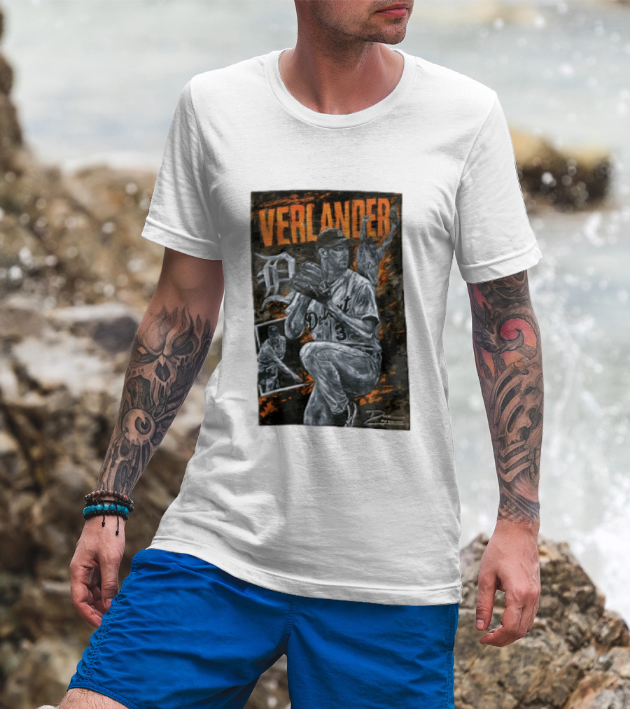 Verlander Detroit Tigers MLB Pitcher 35 Baseball T-Shirt